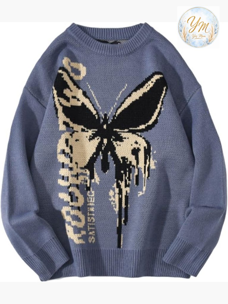 Unisex Oversized Butterfly Pullover Sweater Harajuku Streetwear